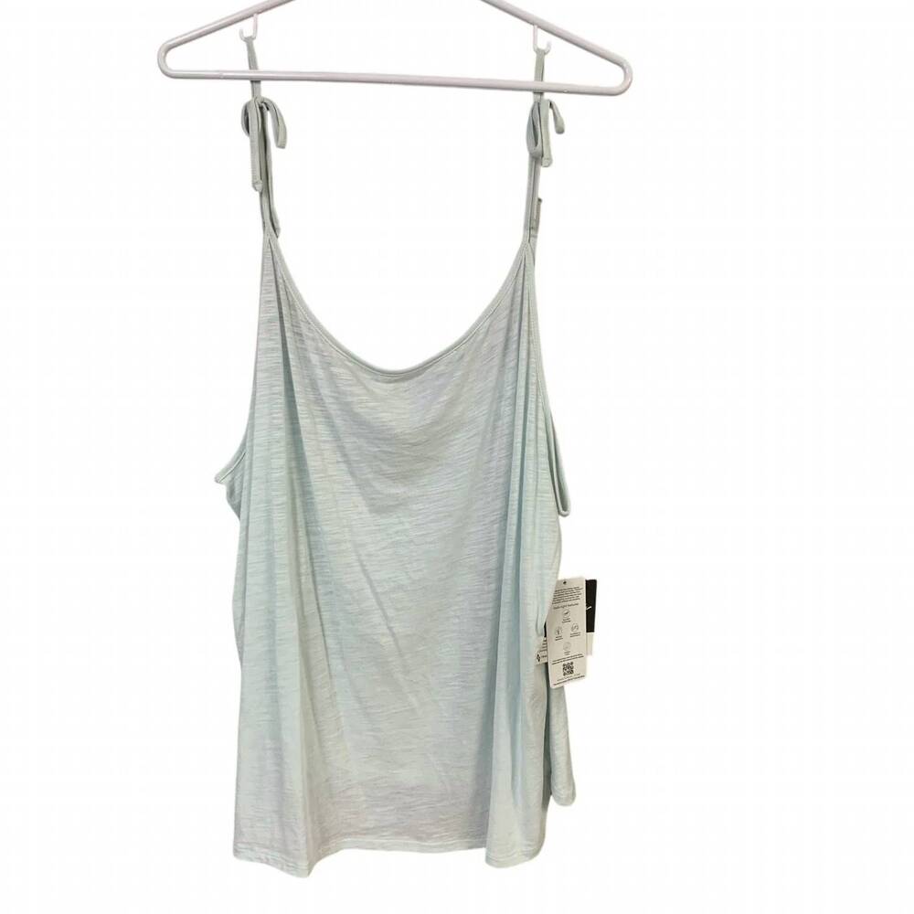 NEW EDDIE BAUER women's gatecheck tie strap tank top - plus in pale mint green
